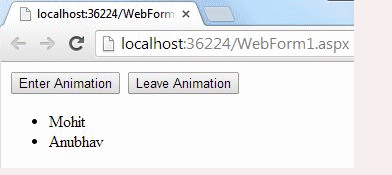 enter and leave animation